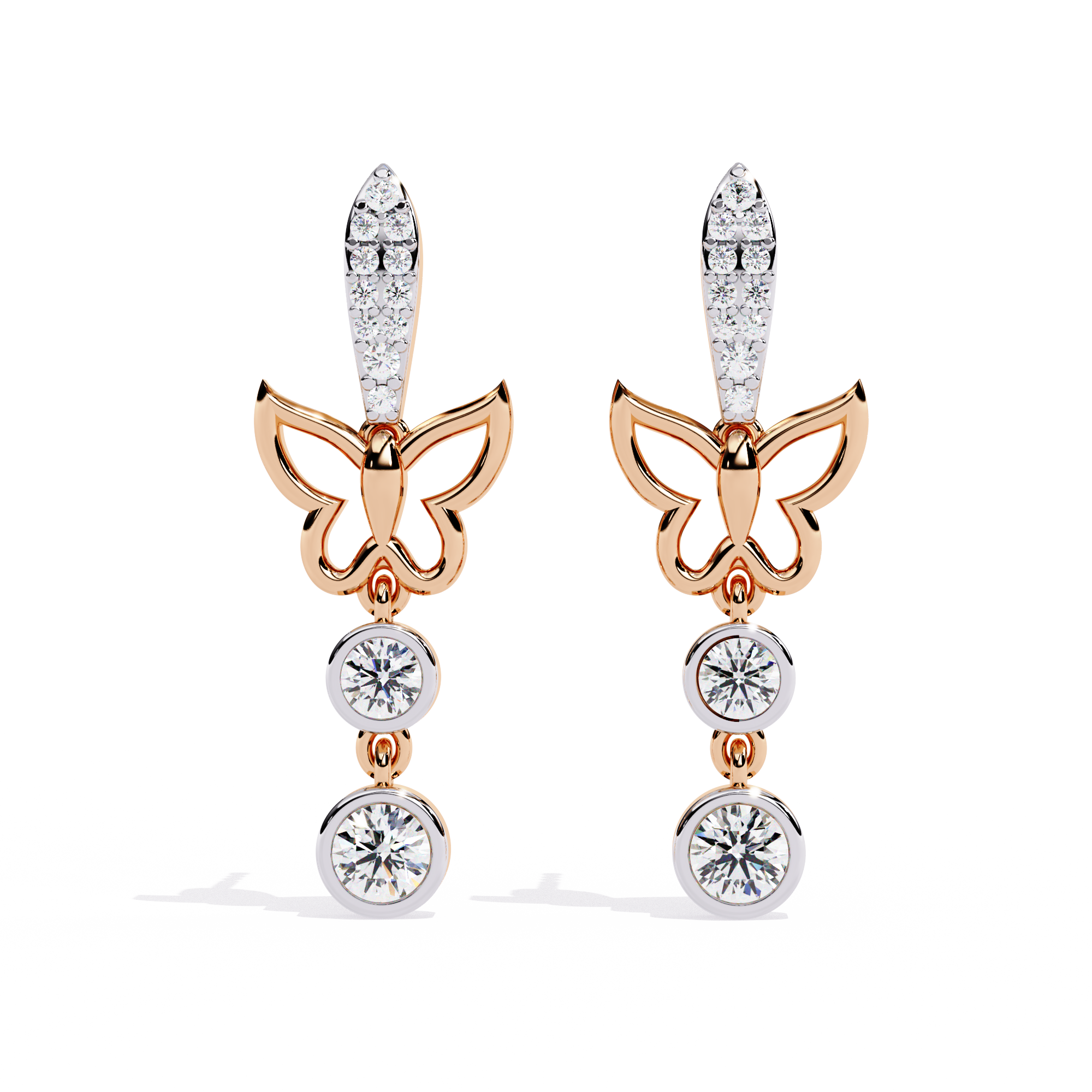 Buy Natural Diamond Butterfly Bloom Earrings | Solitairekart